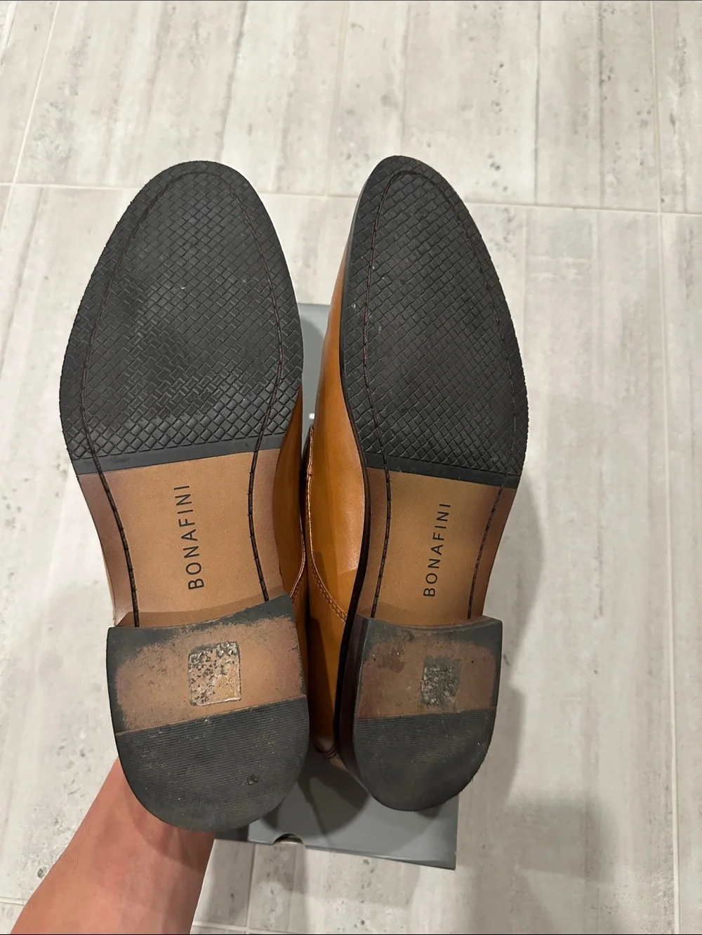 Bonafini Men's Tan Leather Oxford Dress Shoes